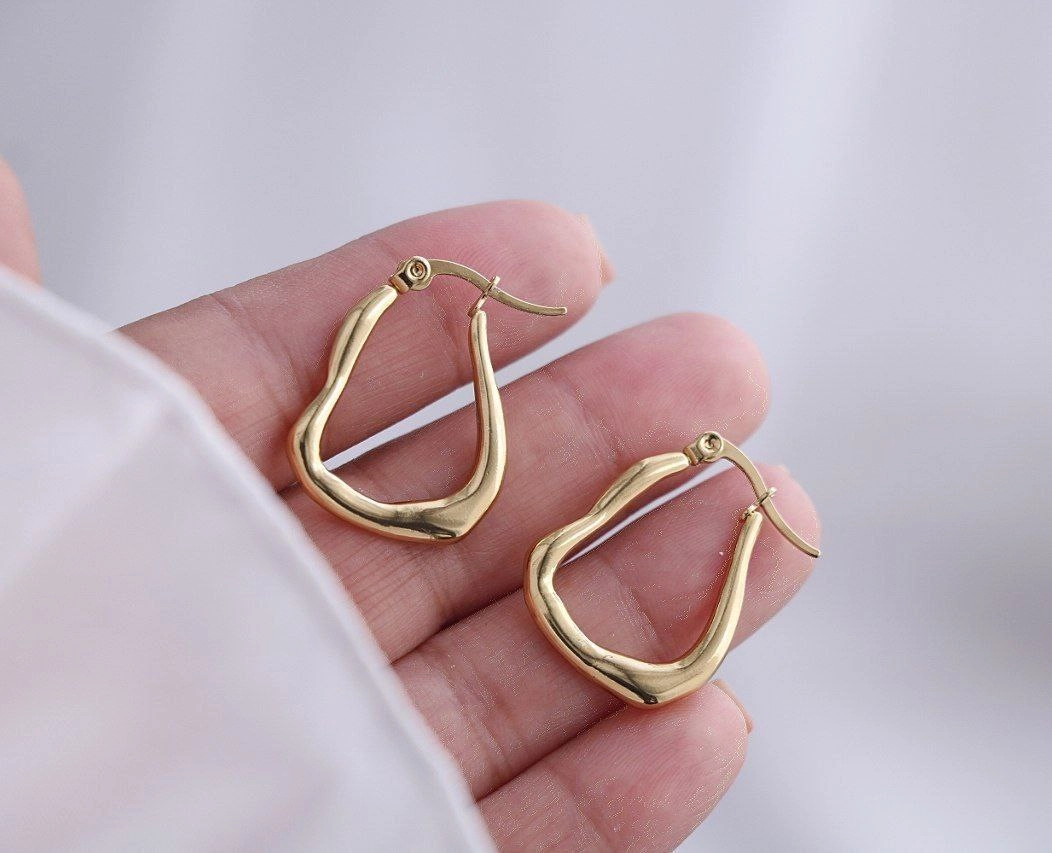 گوشواره استیل مینیمال طلایی آسو