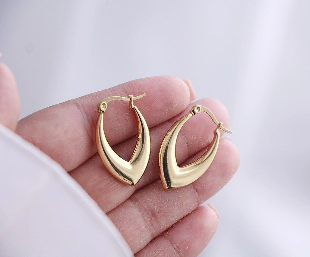 گوشواره استیل مینیمال طلایی آسو